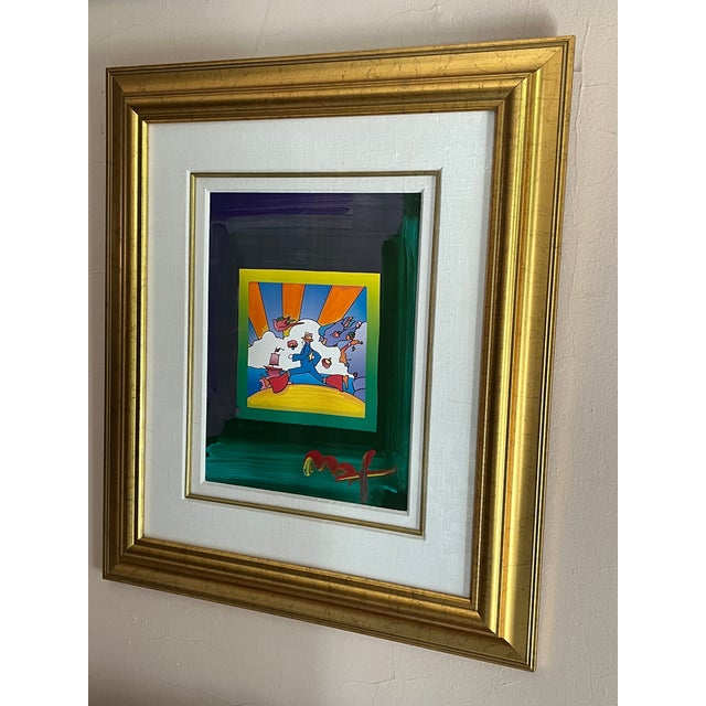 Green Peter Max “Cosmic Runner on Blends” Hand-Signed Hand-Embellished Mixed Media Pop Art Print For Sale - Image 8 of 8