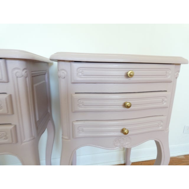 French Provincial French Provincial Bedside Tables Painted Antique Rose For Sale - Image 3 of 10