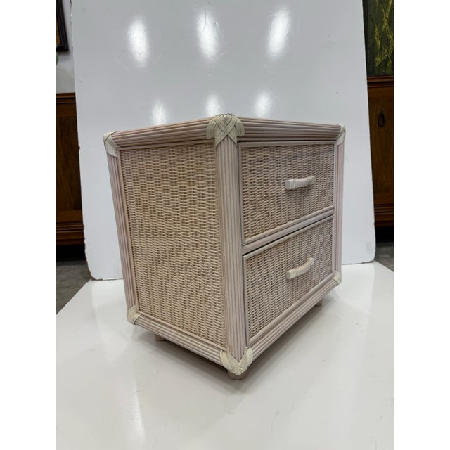 Vintage Wicker Nightstands 1980's -a Pair For Sale - Image 4 of 13