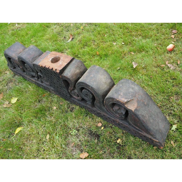 Antique Hand-Carved Wooden Pillar Column Capital, Afghanistan, 1890s For Sale - Image 3 of 11