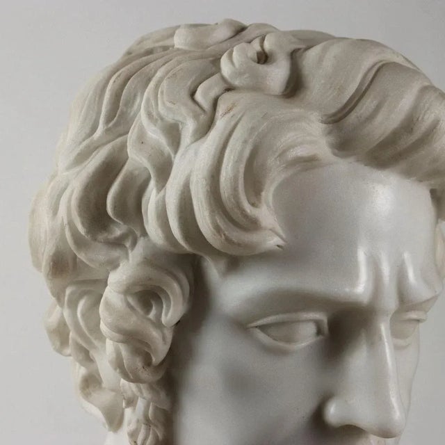 Roman Emperor Bust in White Marble and Flowery Alabaster For Sale - Image 5 of 11