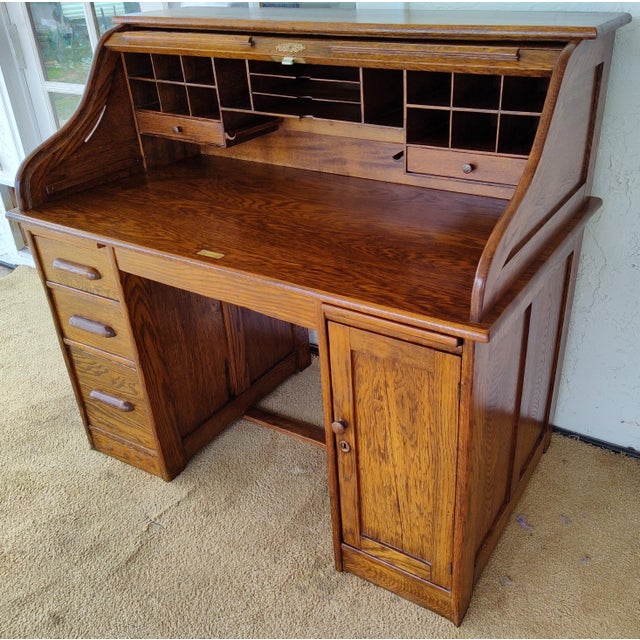 1910s Edwardian Roll Top Desk Chairish