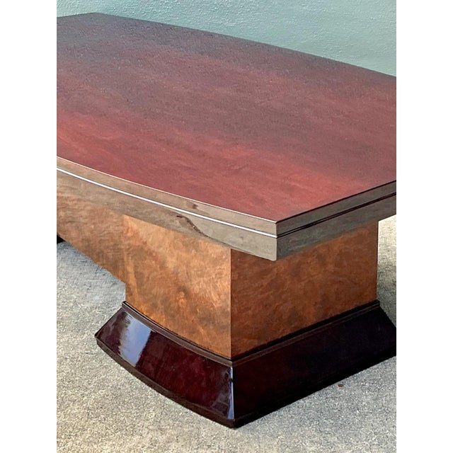 Vintage Custom Deco Double Tone Burl Coffee Table For Sale - Image 15 of 18