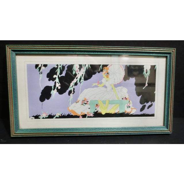 Art Deco Pochoir print, which is a printed drawing, and each print is hand-colored in gouache or watercolor. The young...