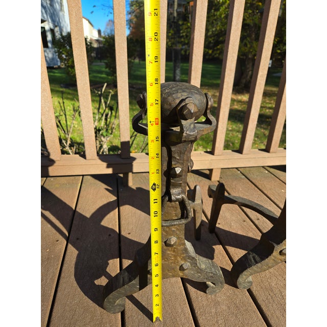 Vintage Cast Iron Andirons For Sale - Image 4 of 9