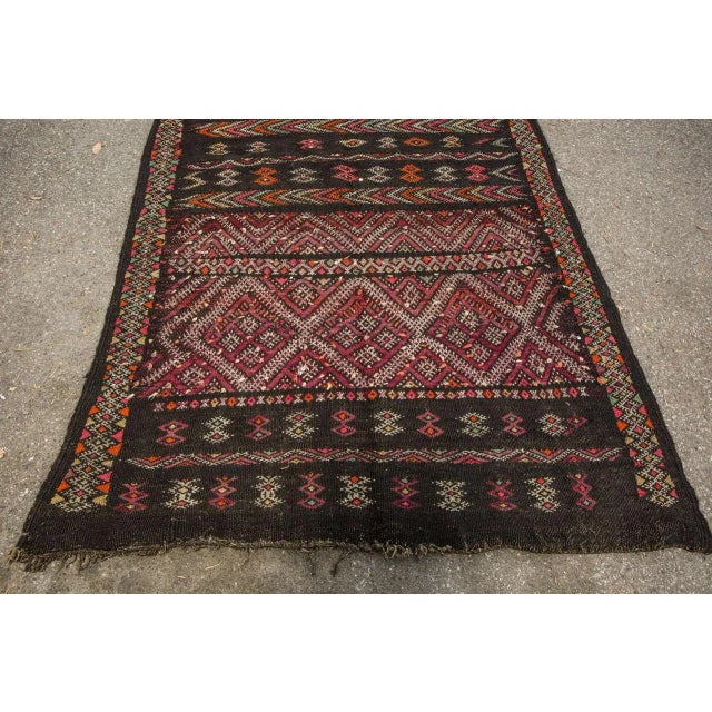 Vintage Moroccan Tuareg Black Runner Rug For Sale In Palm Springs - Image 6 of 8