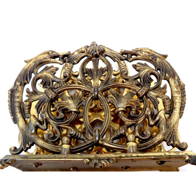 Bronze Antique Bronze Gilt Cast Iron Letter Rack With Dolphins For Sale - Image 8 of 13