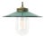 Vintage Petrol Enamel, Brass, and Glass Pendant Light For Sale