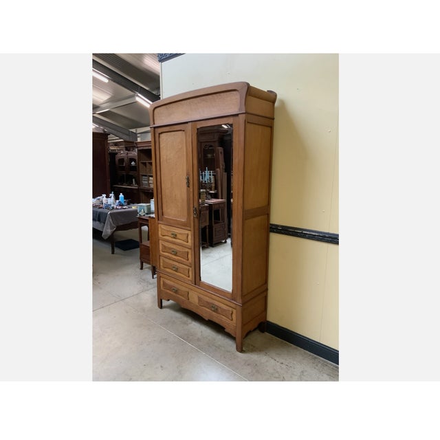 Antique Art Nouveau Linen Cupboard or Wardrobe, 1910s For Sale - Image 9 of 11