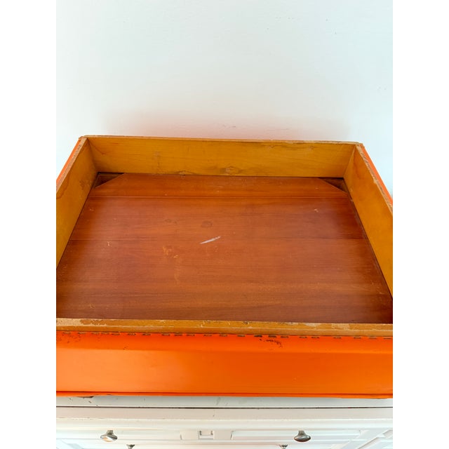 Vintage Orange Vinyl Storage Ottoman, Rectangular For Sale - Image 11 of 12