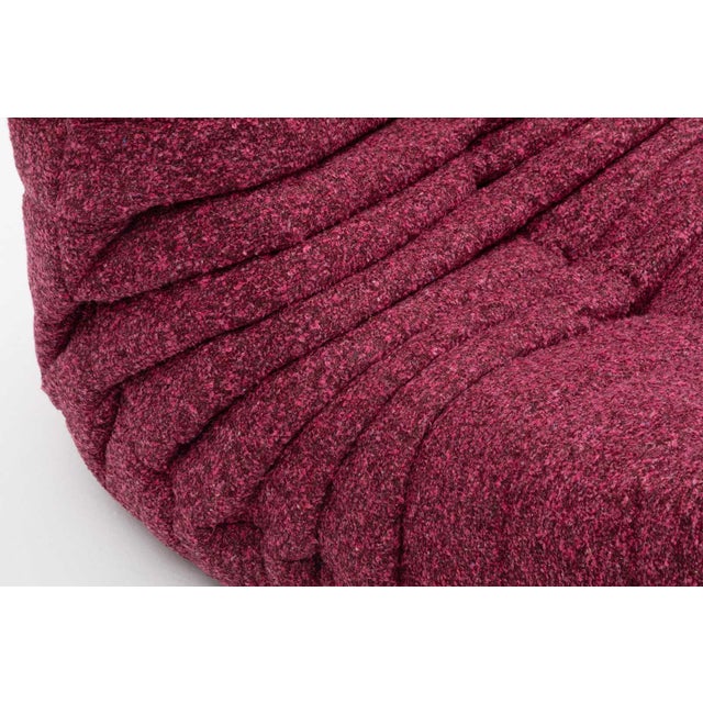 Togo Three-Seater Sofa in Burgundy Bouclet by Michel Ducaroy for Ligne Roset For Sale - Image 10 of 18