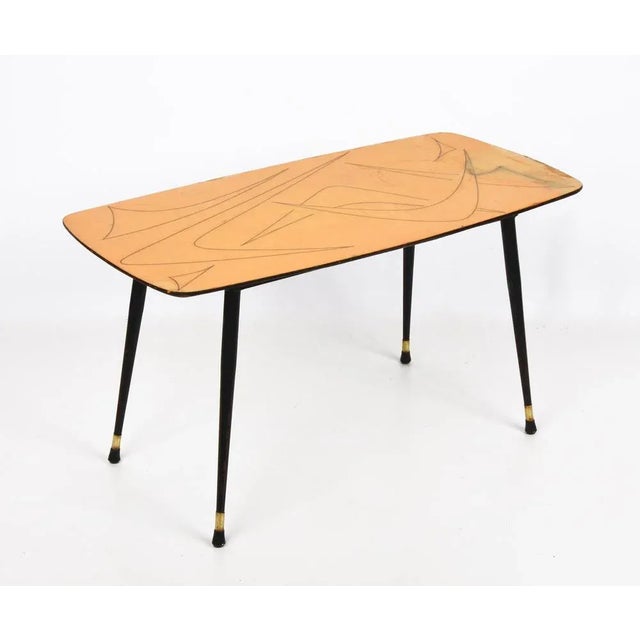 Mid-Century Italian Painted Wood, Brass and Black Metal Coffee Table, 1950s For Sale - Image 13 of 18