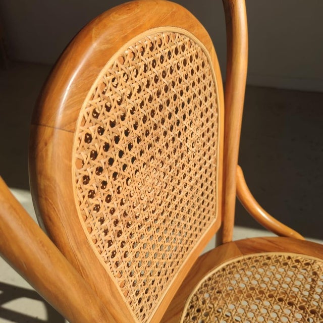 Hollywood Regency Vintage Natural Wood Cane Chair, 1980s For Sale - Image 3 of 18