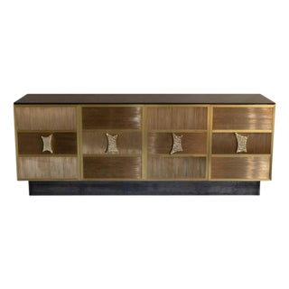 Wires Brass Credenza with Fumé Glass Top from Flair Firenze For Sale