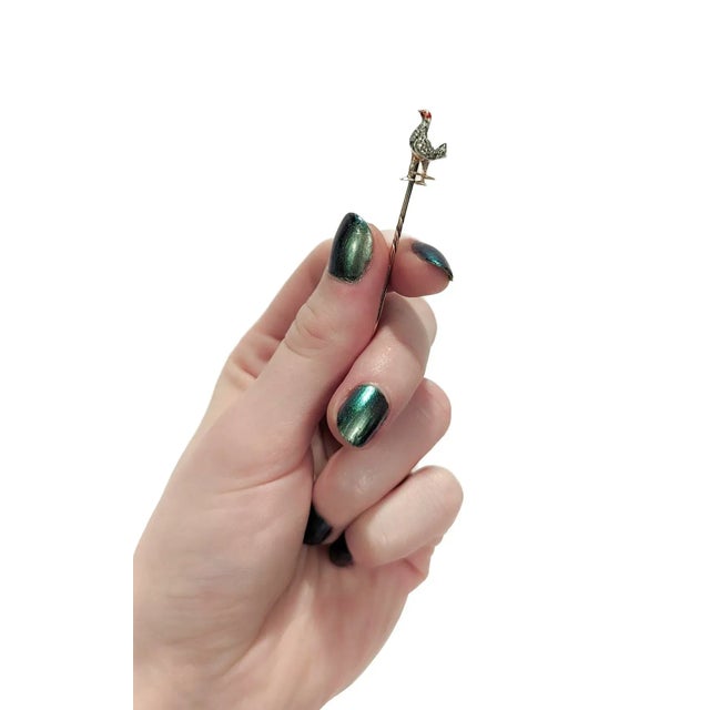 Antique Victorian Gold, Rose Cut Diamond, and Enamel Pheasant Stickpin For Sale - Image 12 of 12