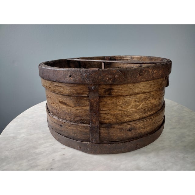 Mid 19th Century Rustic Antique Bentwood & Iron Grain & Dry Goods Measure For Sale - Image 5 of 13
