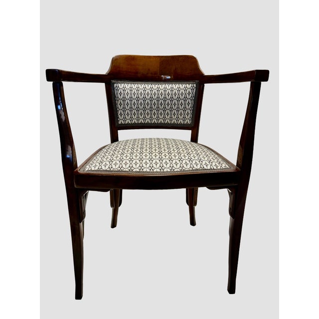 Beige Set of Vienna Secession Armchair with Ottoman by Josef Hoffmann, 1890s For Sale - Image 8 of 18
