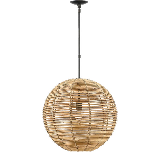 Kingston Rattan Single-Light Globe Pendant For Sale