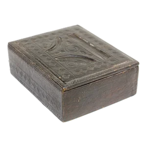 African Tuareg Hand-Tooled Black Leather Box