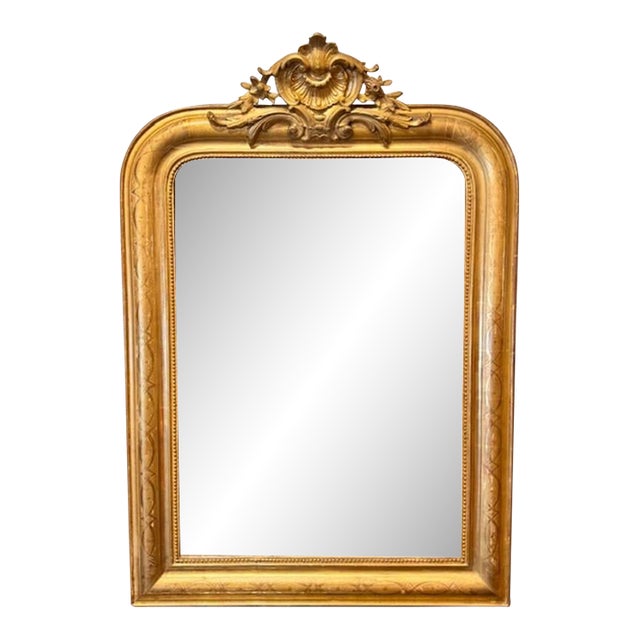 19th Century French Louis Philippe Mirror With Crest For Sale