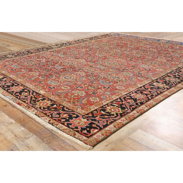 Textile Antique Persian Heriz Rug - 08'00 X 09'09 For Sale - Image 7 of 9
