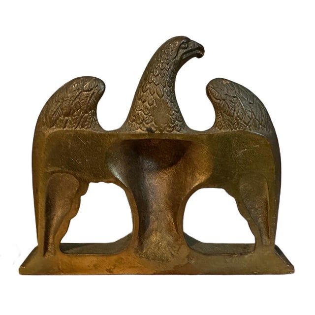American Antique Pair of Bronze Eagle Bookends - Federal Early American Style For Sale - Image 3 of 4