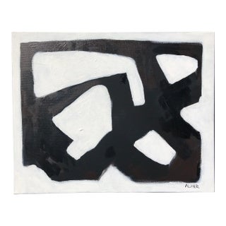 “Abstract Composition in Black and White 3”, Original Contemporary Acrylic Painting on Canvas by CL Auker For Sale
