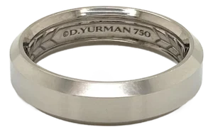 David Yurman Men's 18k White Gold 5.5mm Beveled Wedding Band Ring Size 9.5