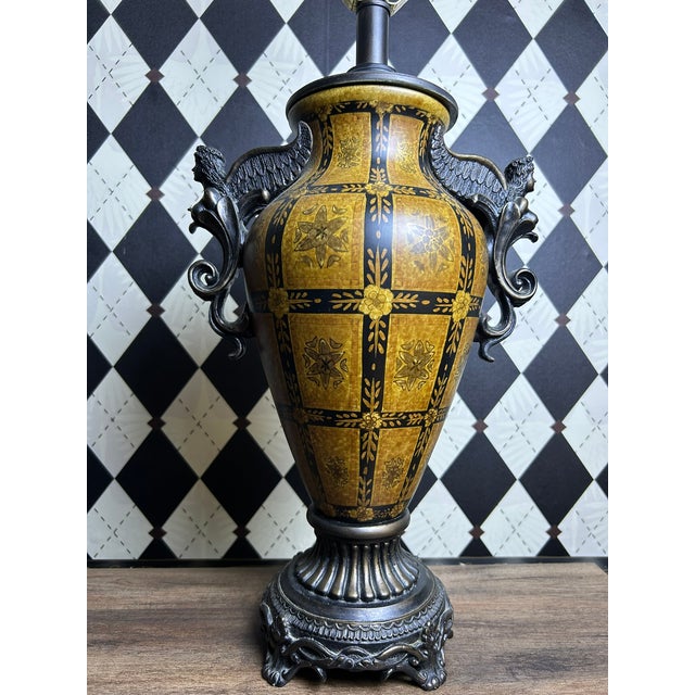 Vintage Neoclassical-Style Figural Urn Table Lamps With Winged Figures - Pair For Sale - Image 14 of 18