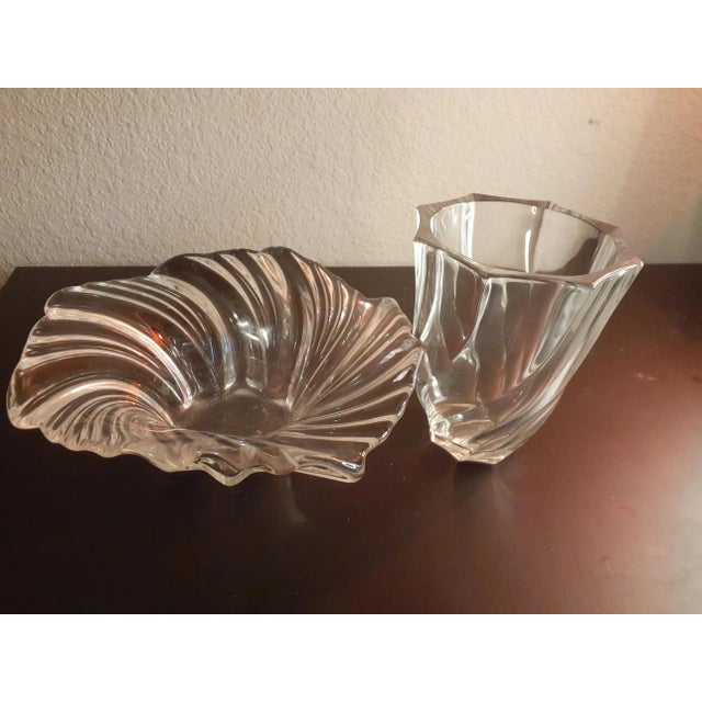 Transparent 1980s Swirl Crystal France Bowl & Bud Vase Set - Set of 2 For Sale - Image 8 of 8