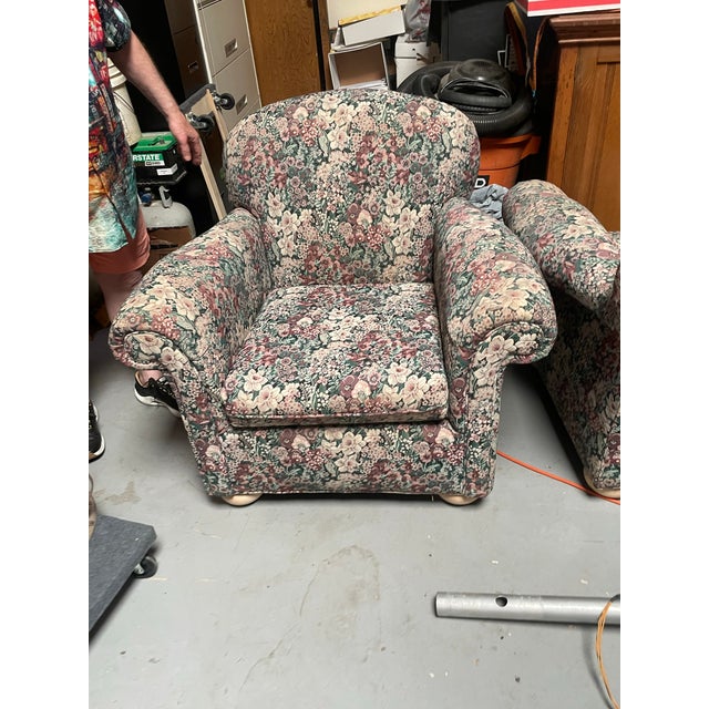 Floral Lounge Arm Chairs For Sale - Image 4 of 9