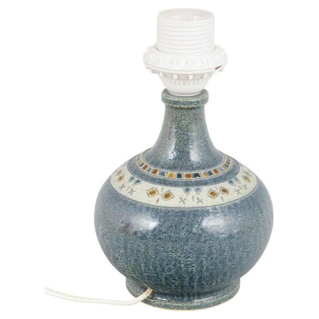 1970s Green Glazed Textured Stoneware Table Lamp by Yngve Blixt for Höganäs, 1970s For Sale - Image 5 of 5