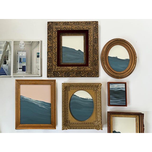 “Lavender Waves" Abstract Art in Antique Frame, Seascape Painting Wall Art by JTS For Sale In Minneapolis - Image 6 of 10