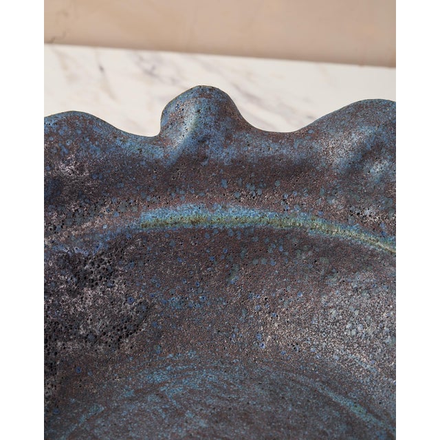 Ceramic Organic Modern Decorative Bowl by Ank Studios in Textured Blue Ceramic For Sale - Image 7 of 12