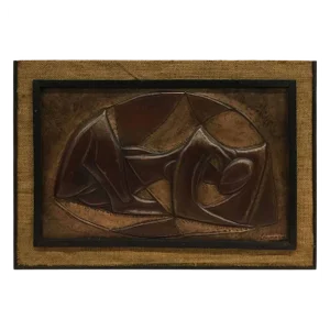MB Kasongo Banza Meso, Anxiety II, African Art, Brass Relief, 1977