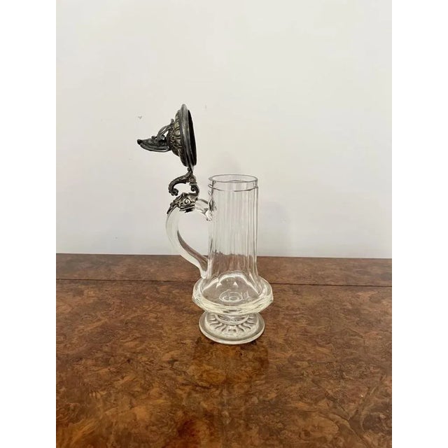 Victorian Glass and Silver Plated German Claret Jug, 1880s For Sale - Image 6 of 11