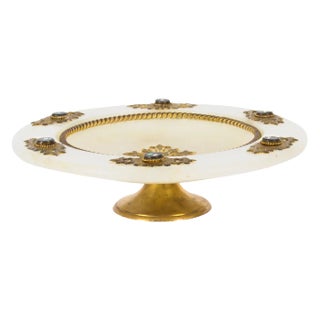 Italian Pietra Dura, Mounted Brass and Alabaster Comport Dish, 19th Century For Sale