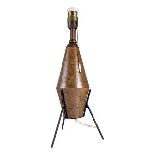 Brutalist Ceramic and Iron Table Lamp, 1950s For Sale