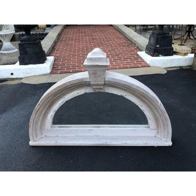 Farmhouse Large Half Round Pediment Mirror in Whitewashed Pine For Sale - Image 3 of 12