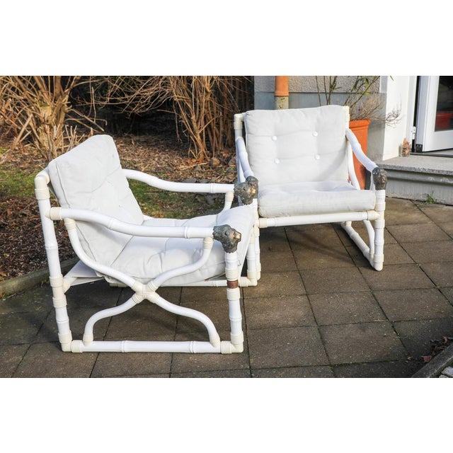Vintage White Faux Bamboo Chairs by Kettal, 1980s, Set of 2 For Sale - Image 6 of 18