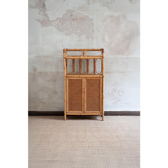 Light Yellow Small Bamboo and Vienna Straw Cabinet, 1970s For Sale - Image 8 of 8