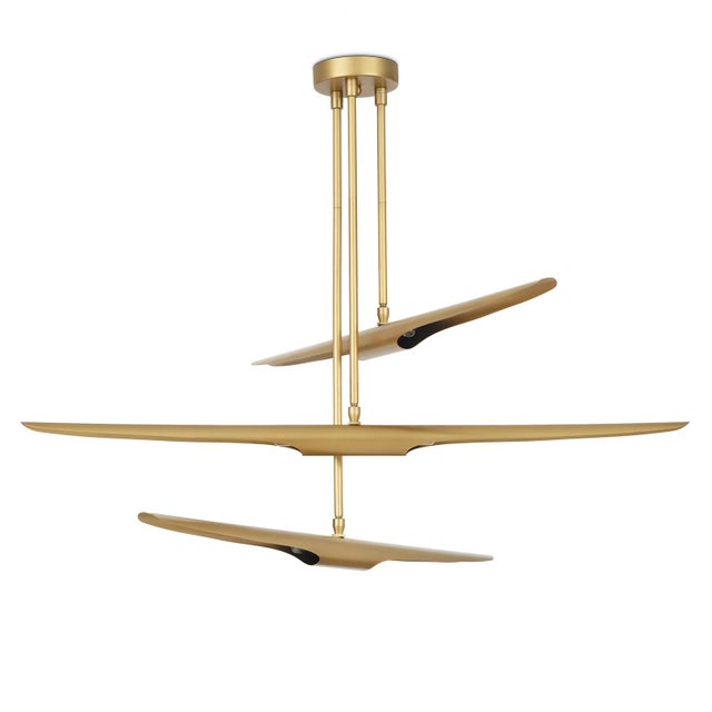 Regina Andrew Concorde Chandelier, Natural Brass For Sale - Image 4 of 9