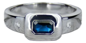 Blue and White Sapphires 14k Gold Ring
