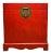 Asian Modern Red Square Trunk For Sale