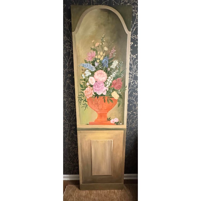 Pair of Monumental Hand-Painted Floral Trompe L’Oeil Architectural Panels, 1980s–90s For Sale In Philadelphia - Image 6 of 12