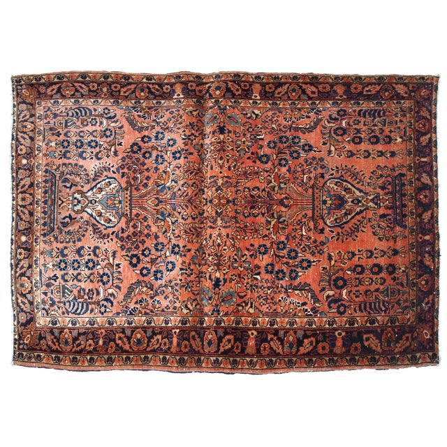 Beige 1920s, Handmade Antique Persian Sarouk Rug 3.6' X 5.4' For Sale - Image 8 of 8