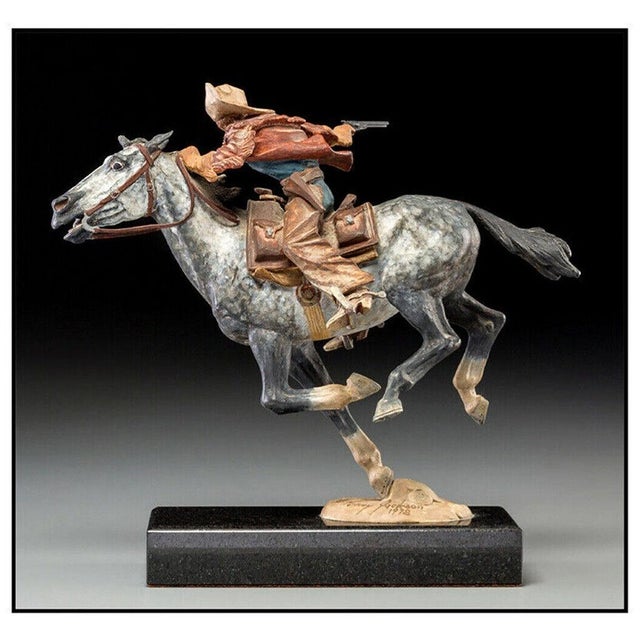 You are viewing a Authentic Harry Jackson Bronze Sculpture with the Hand Painted Polychrome Patina, titled "Pony Express...