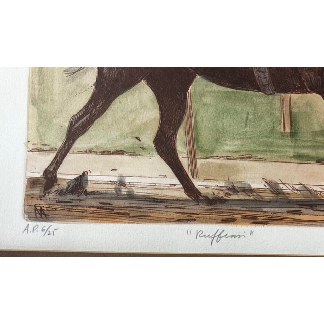 Printmaking Materials Vintage 1984 Hand Colored Etching of Famous Race Horse “Ruffian” and Jockey For Sale - Image 7 of 8
