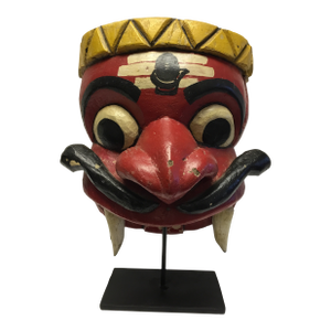 Wooden Mask on Iron Base