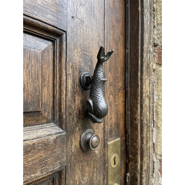 Metal Vintage Cast Iron Fish & Dolphin Architectural Door Knocker For Sale - Image 7 of 12